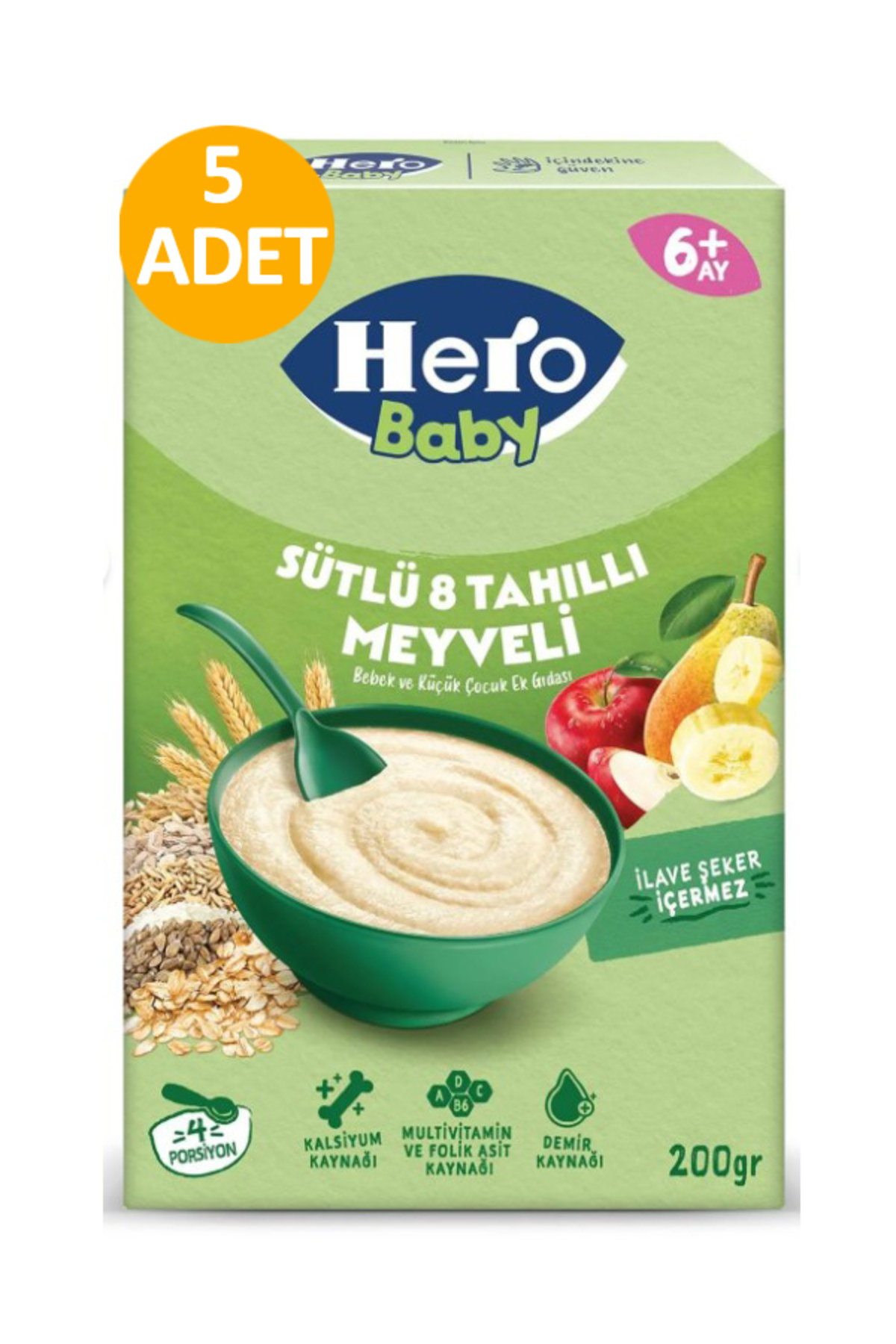 1_org_zoom-12.jpg Sütlü 8 Tahıllı Meyveli Kaşık Mama 200g x 5 Adet - Görsel 1