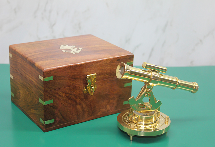 21894 Ahşap Kutulu Pusulalı Dürbün - Görsel 1