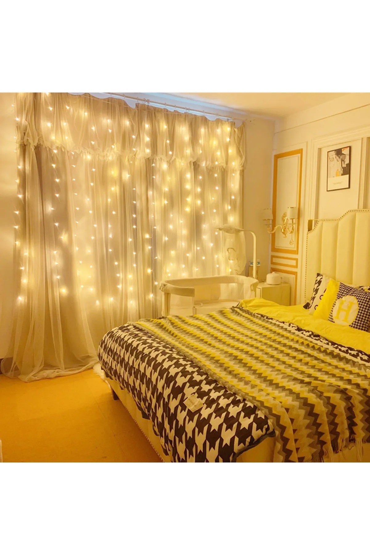 24242415482-1 8 Fonksiyonlu Peri Perde Led Uzaktan Kumandalı Günışığı Perde Peri Led (3 mt x 3 mt) - Görsel 1