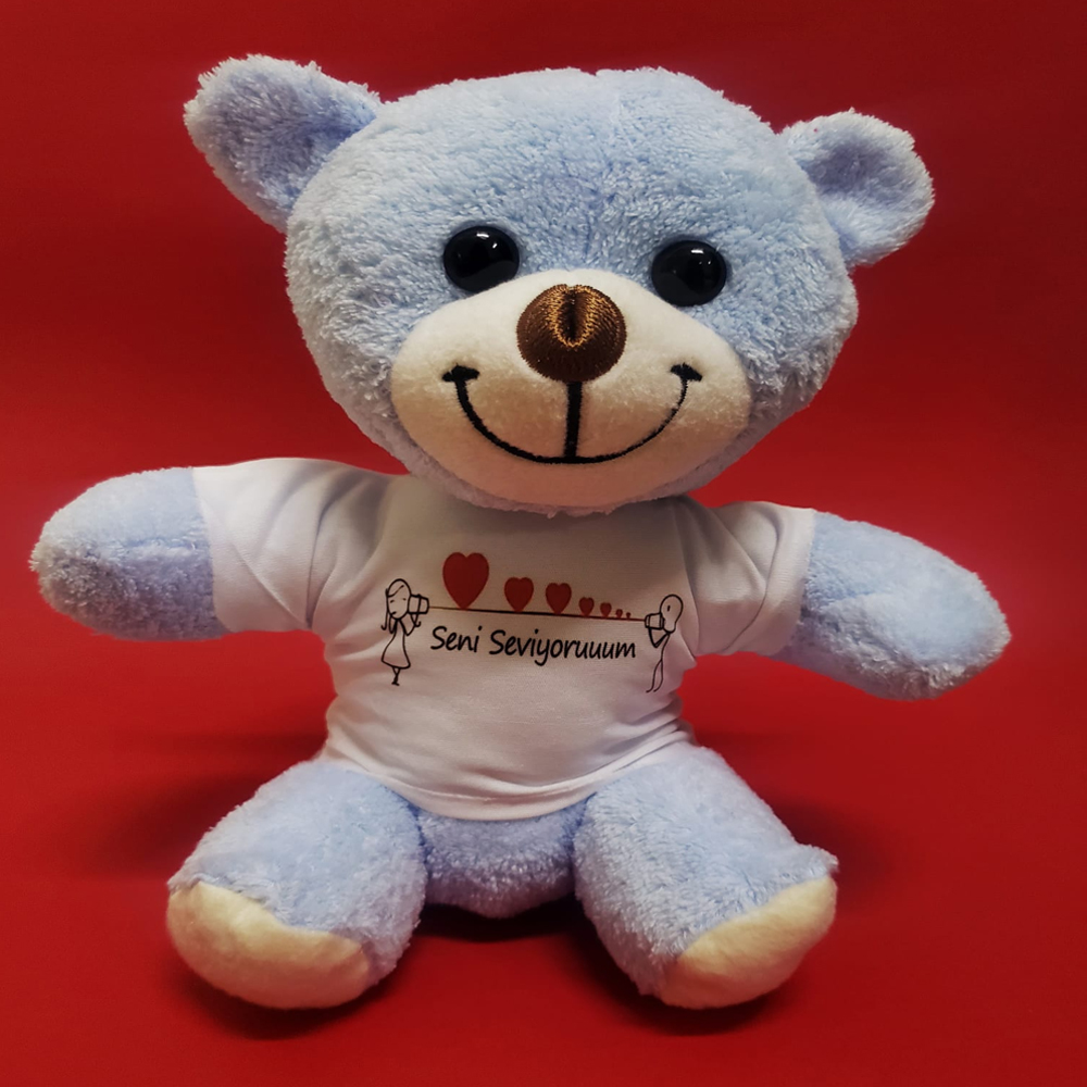 24242449423-1 Seni Seviyorum Tişörtlü Peluş Ayıcık - Görsel 1