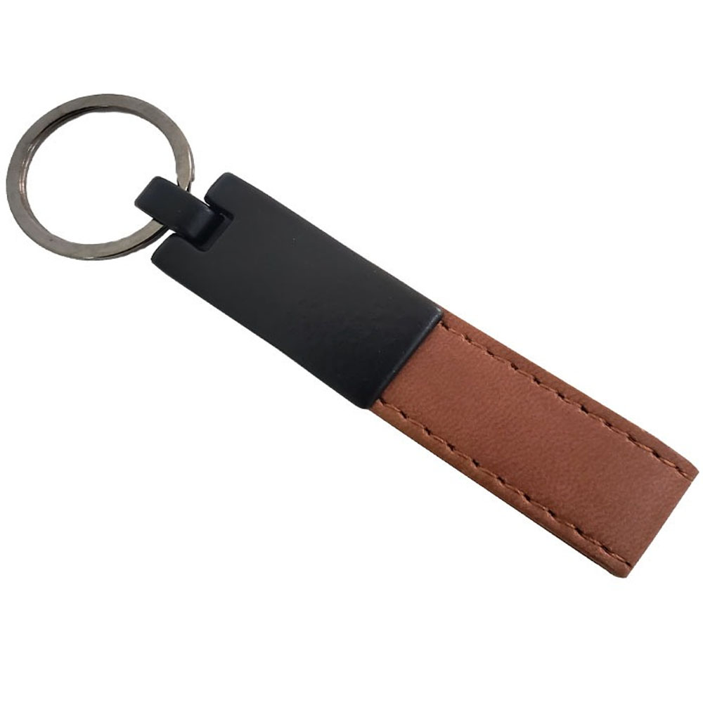 24242449451-1 Taba Renk Deri Metal Anahtarlık - Görsel 1