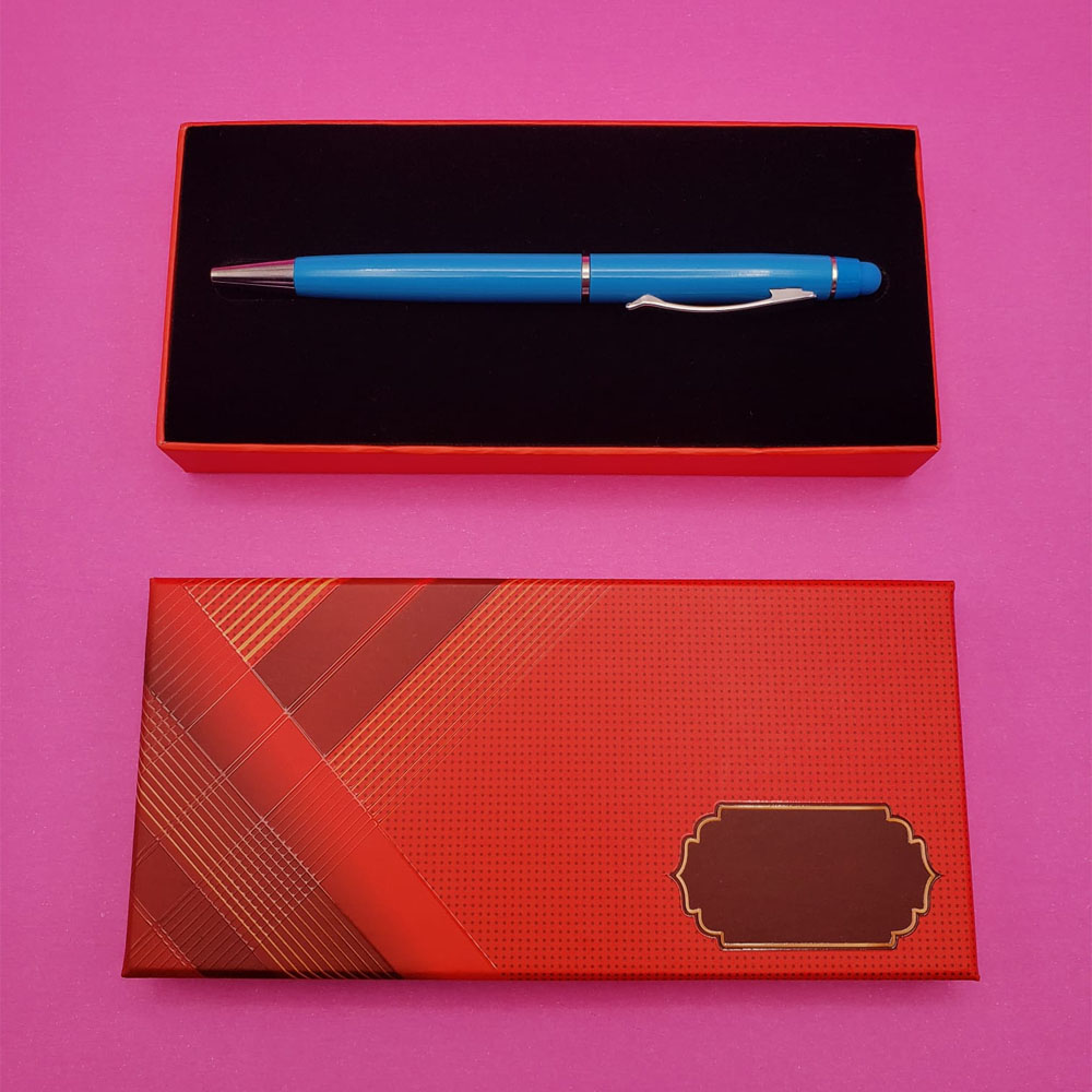 24242450043-1 Kutulu Metal Turkuaz Kalem - Görsel 1