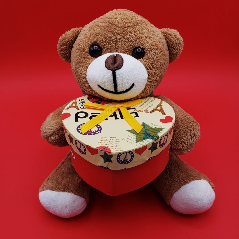 24242450253-1 Hediyelik Kahverengi Kutulu Ayıcık - Görsel 1