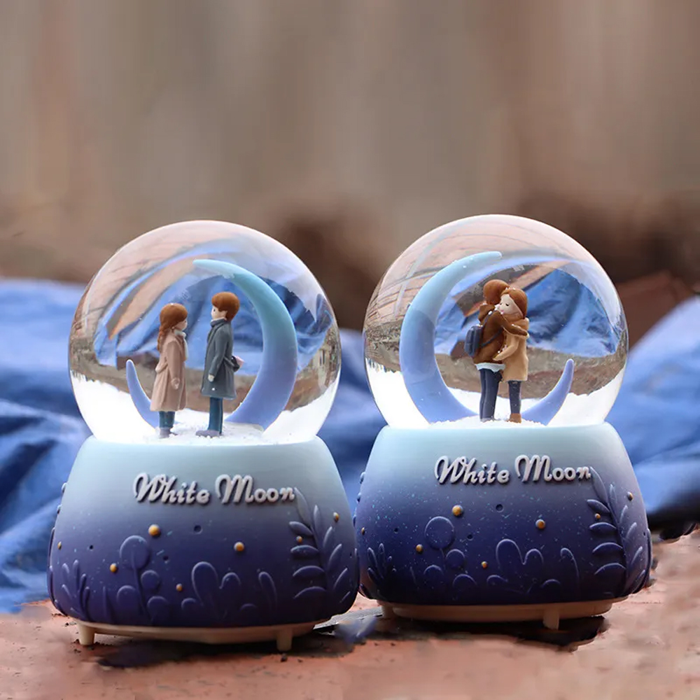 24242450296-1 Sevimli Çift Pilli Işıklı Kar Küresi - Görsel 1