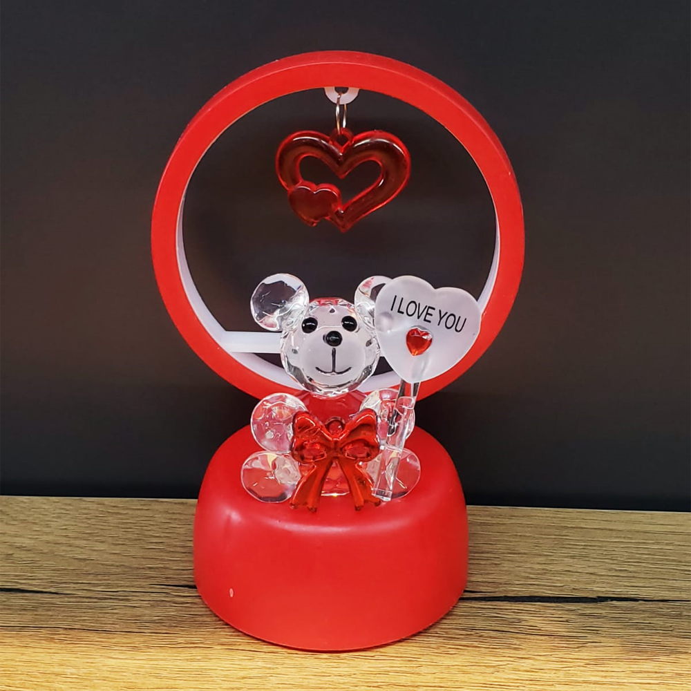 24242450492-1 Işıklı Kırmızı I Love You Ayıcık - Görsel 1