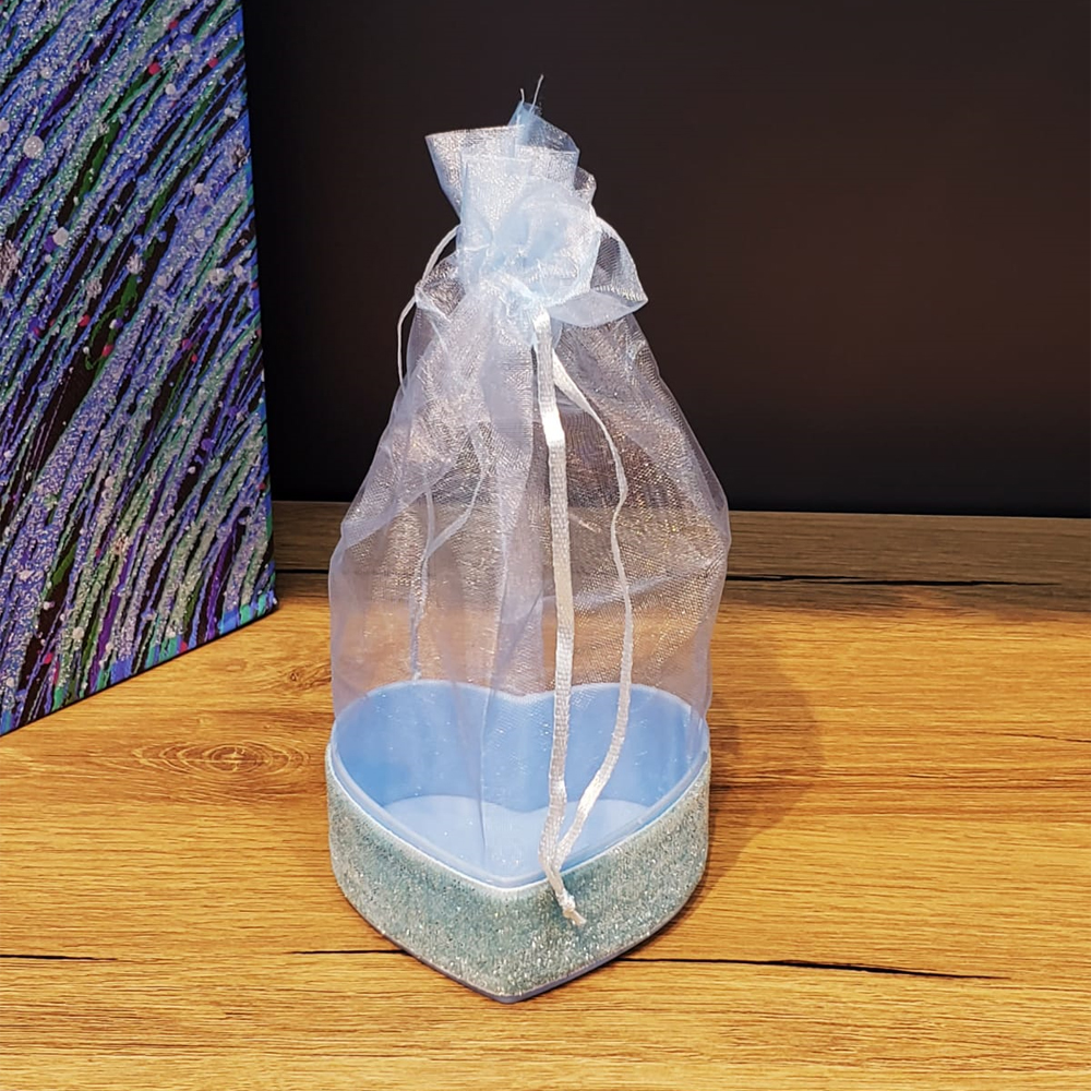 24242451600-1 Mavi Kalp Tasarımlı Tül Kese - Görsel 1