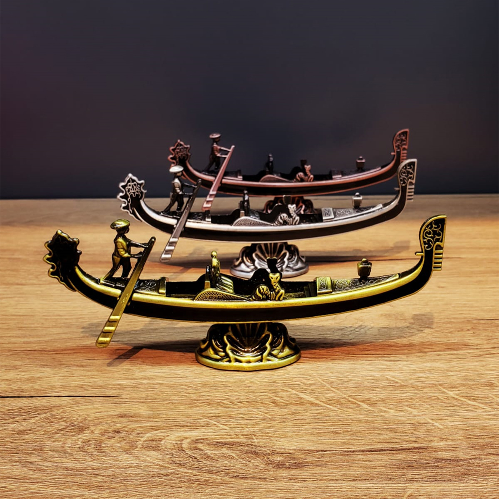 24242451616-1 Metal Dekoratif Venedik Kayık - Görsel 1