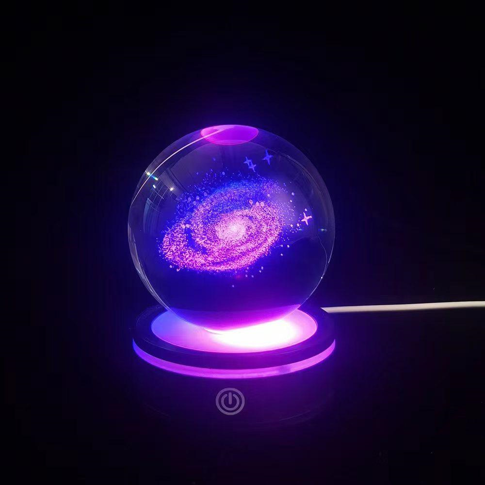 24242451619-1 USB'li Samanyolu Tasarımlı Dönen Cam Küre - Görsel 1