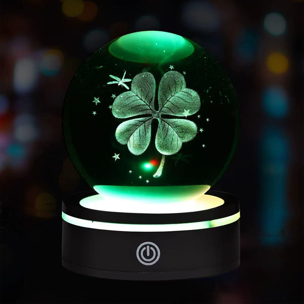 24242451625-1 USB'li Yonca Tasarımlı Dönen Cam Küre - Görsel 1