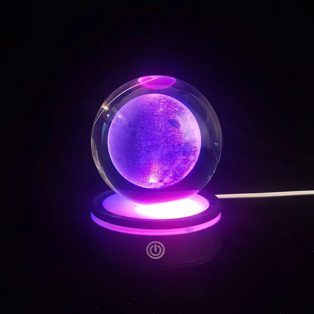 24242451634-1 USB'li Dolunay Tasarımlı Dönen Cam Küre - Görsel 1