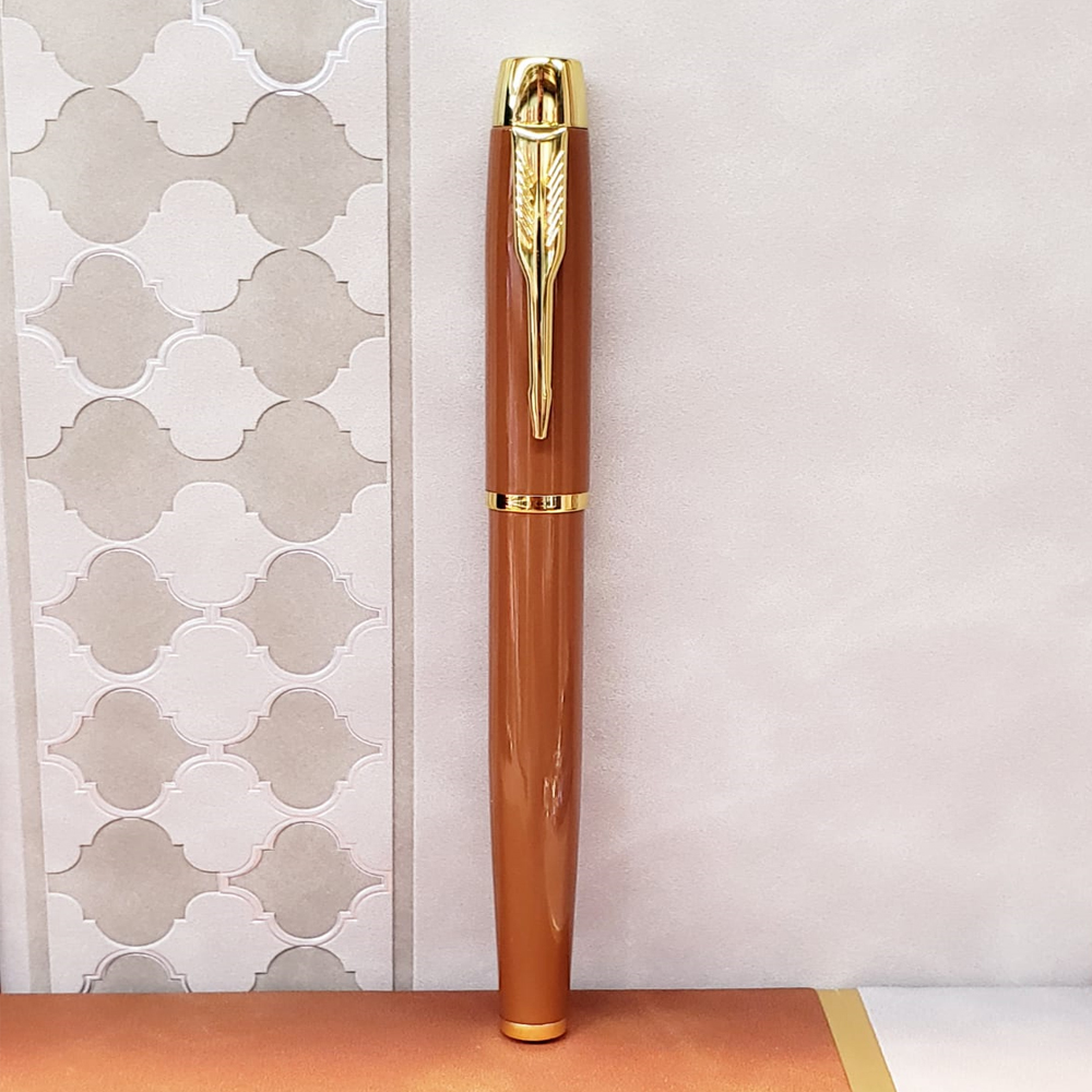 24242451643-1 Taba Rengi Metal Tükenmez Kalem - Görsel 1