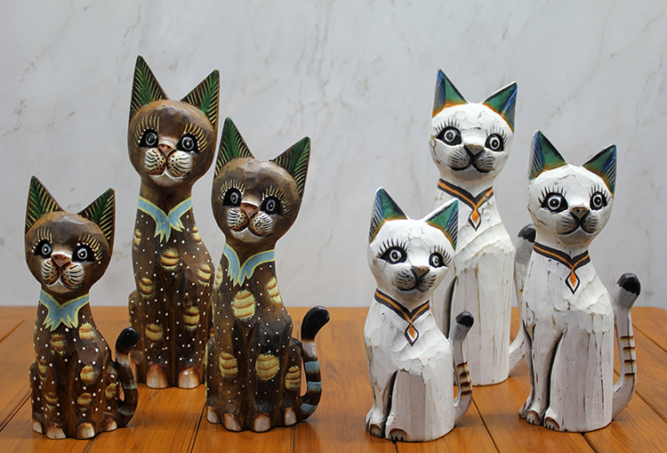 311220252 Ahşap 3'lü Kedi Seti 30 Cm - Görsel 1