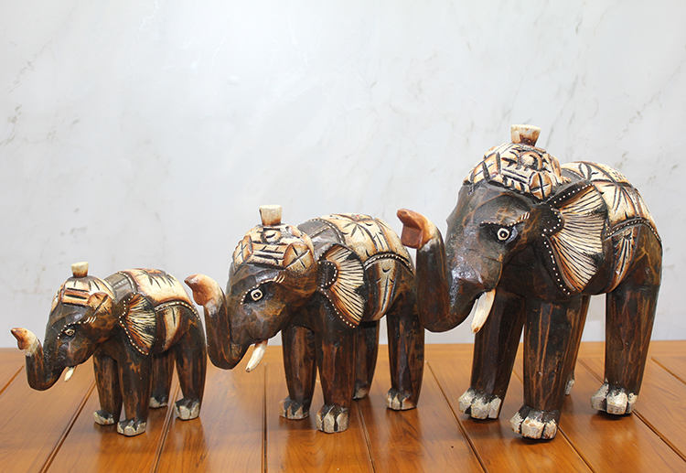 311220255 Ahşap 3'lü Fil Seti - Görsel 1