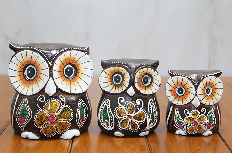 311220256 Ahşap 3'lü Baykuş Seti Model 1 - Görsel 1