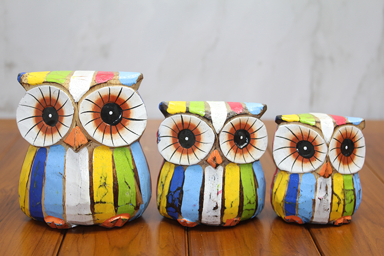 311220259 Ahşap 3'lü Baykuş Seti Model 4 - Görsel 1