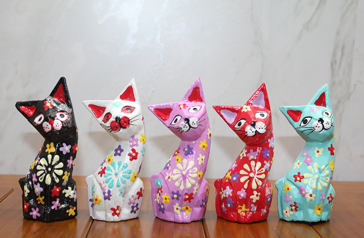 311220262 Ahşap 5'li Kedi Seti Model 2 - Görsel 1