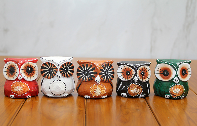 311220263 Ahşap 5'li Baykuş Seti Model 3 - Görsel 1