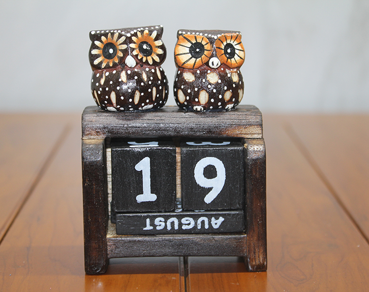 311220292 Ahşap Baykuş Takvim Küçük Boy - Görsel 1