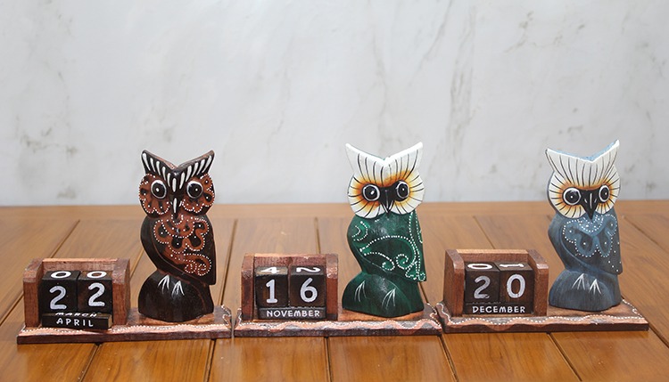 311220312 Ahşap Baykuş Takvim Büyük Boy - Görsel 1