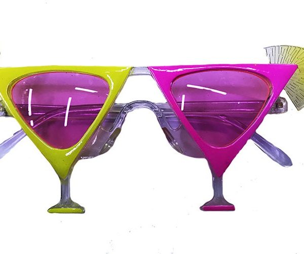 Sarı Pembe Renk Martini Parti Gözlüğü
