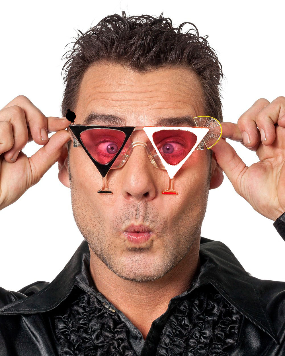 Siyah-Beyaz-Renk-Martini-Parti-Gozlugu-resim-2632 Siyah Beyaz Renk Martini Tasarımlı Parti Gözlüğü - Görsel 1