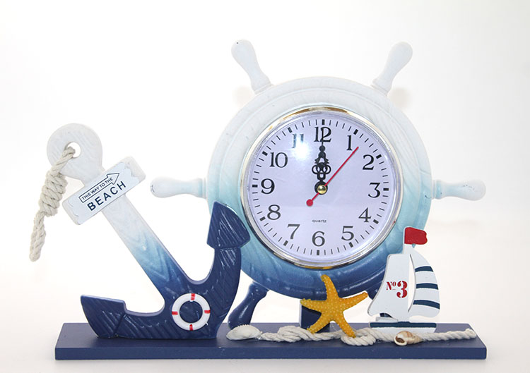 aalk2454 Ahşap Marin Dümenli Saat Model 1 - Görsel 1