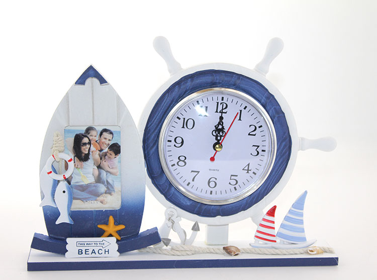 aalk2456 Ahşap Marin Dümenli Çerçeveli Saat Model 1 - Görsel 1