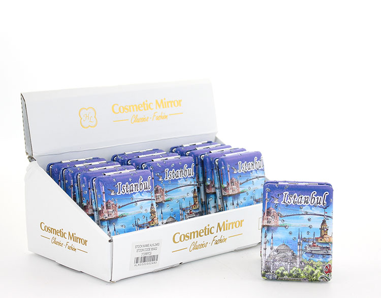 aalk2483 Taşlı İstanbul Tasarımı El Aynası Kalın Model 1 - Görsel 1