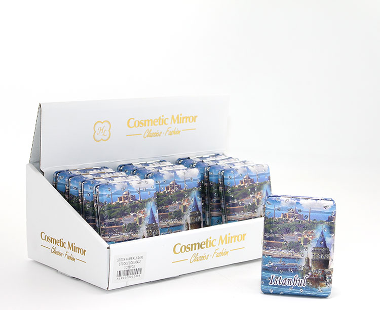 aalk2486 Taşlı İstanbul Tasarımı El Aynası Kalın Model 12 - Görsel 1