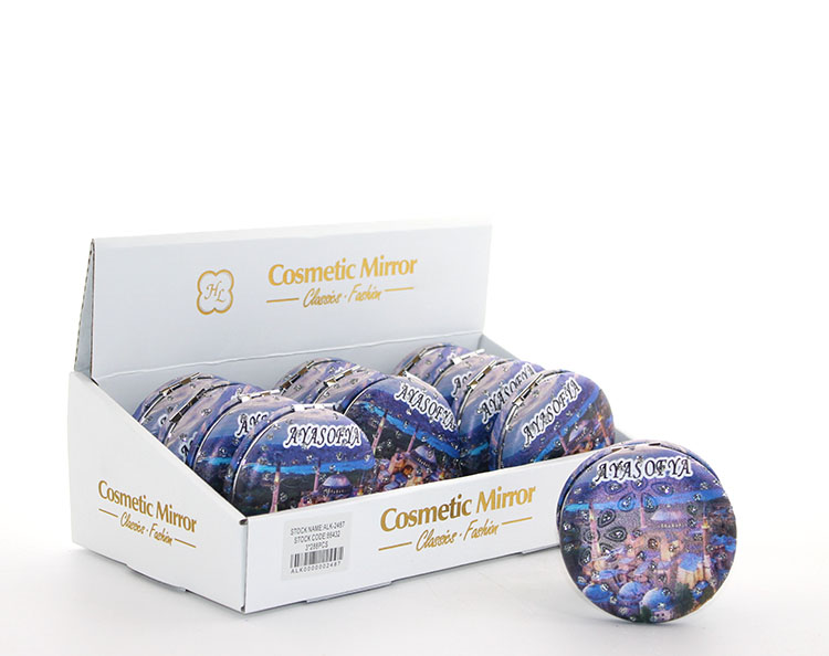 aalk2487 Taşlı İstanbul Tasarımı El Aynası Kalın Model 13 - Görsel 1