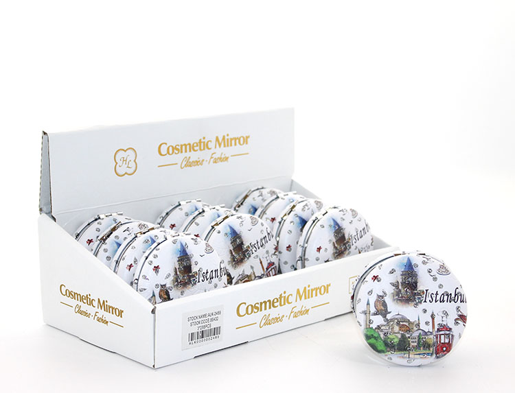 aalk2489 Taşlı İstanbul Tasarımı El Aynası Kalın Model 8 - Görsel 1