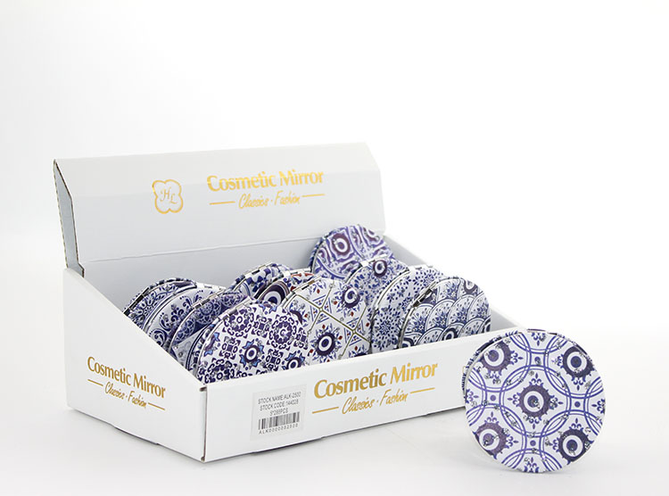 aalk2500 Taşlı Nazar Boncuklu Yuvarlak El Aynası İnce - Görsel 1