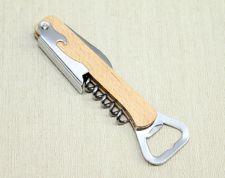 aalk2634 Ahşap Paslanmaz Çelik Tirbuşon Açacak - Görsel 1