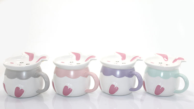 alk1276 Tavşan Tasarımlı Porselen Kupa Bardak - Görsel 1