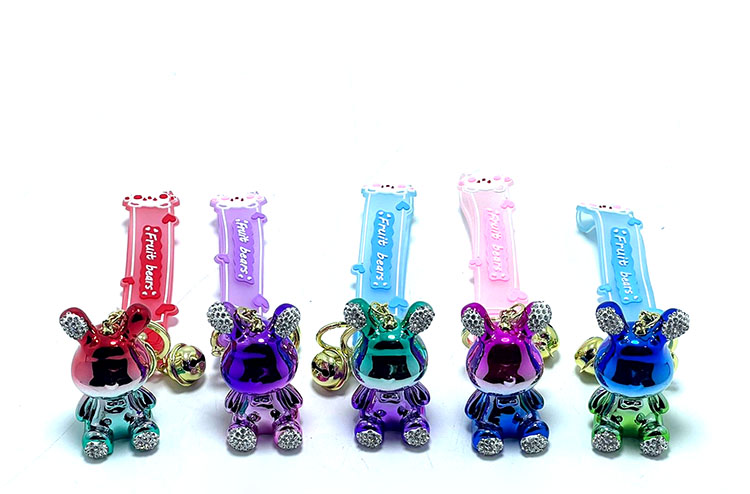 alk1702 Taşlı Ayıcık Silikon Anahtarlık Model 1 - Görsel 1