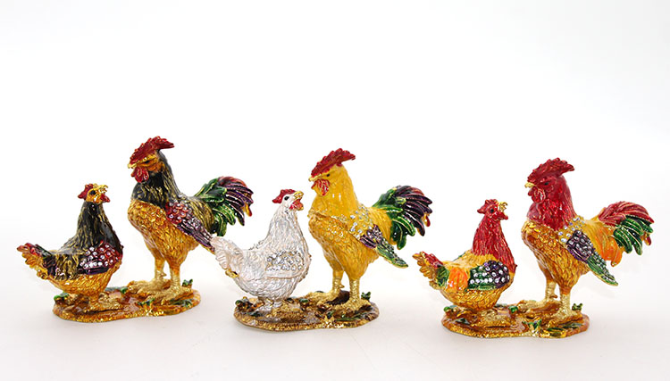 alk2065 Swarovski Taşlı 2'li Tavuk Model 1 - Görsel 1