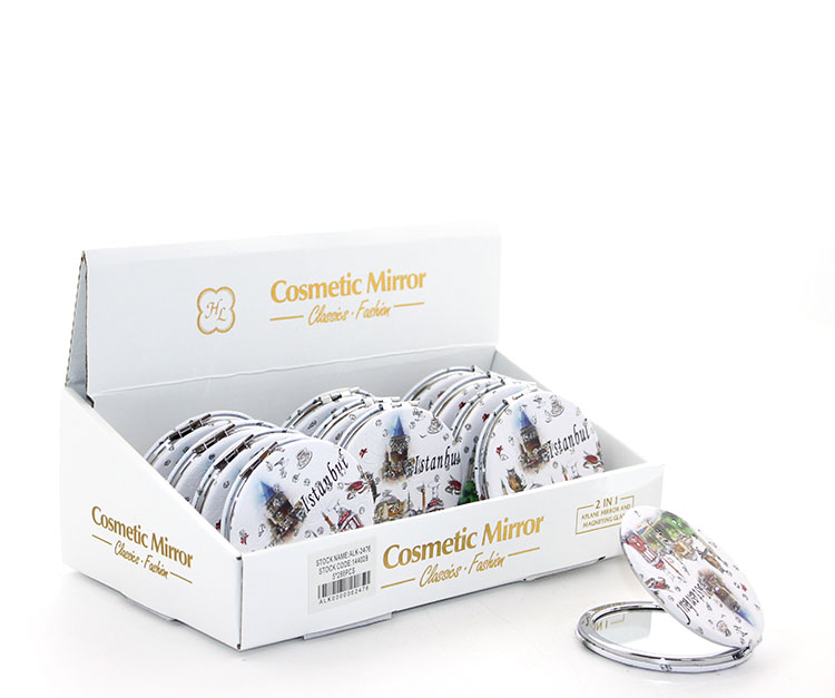 alk2921 Taşlı İstanbul Tasarımı El Aynası İnce Model 2 - Görsel 1