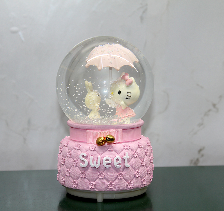 alk3042 Hello Kitty Işıklı Müzikli Kar Küresi Orta Boy Model 2 - Görsel 1
