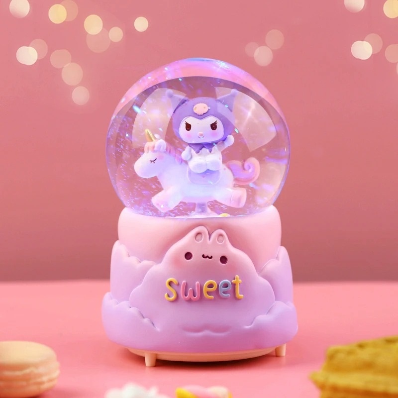 alk3043 Kuromi Işıklı Müzikli Kar Küresi Orta Boy Model 1 - Görsel 1