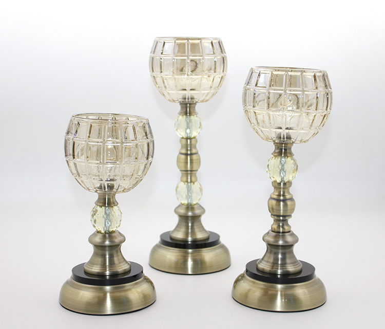 alk3176 Cam 3'lü Şamdan - Görsel 1