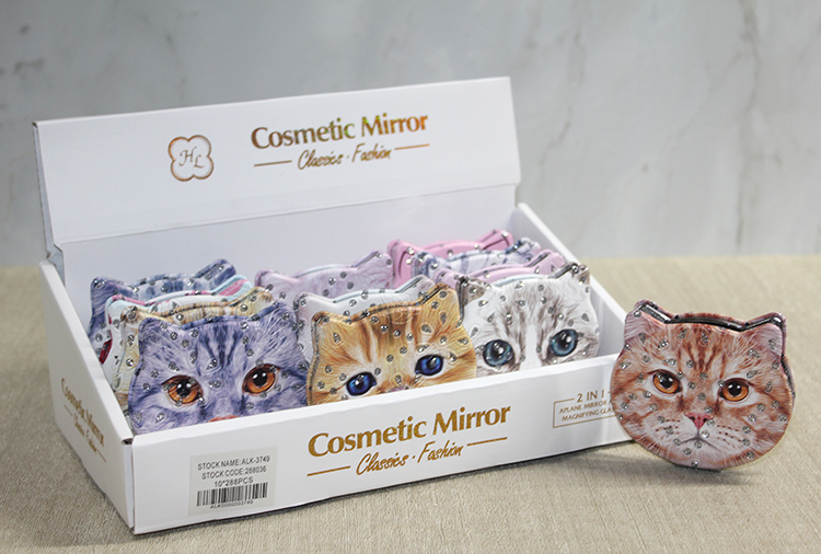 alk3749 Taşlı Kedi El Aynası - Görsel 1