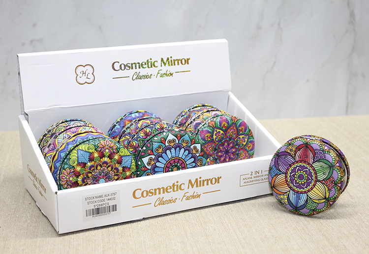 alk3757 Taşlı Yuvarlak El Aynası Kalın Model 4 - Görsel 1