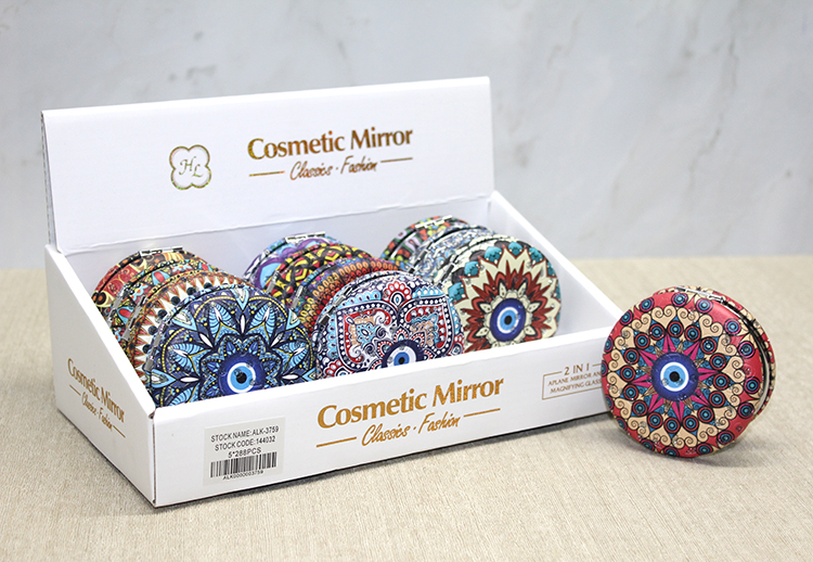 alk3759 Taşlı Yuvarlak El Aynası Kalın Model 5 - Görsel 1