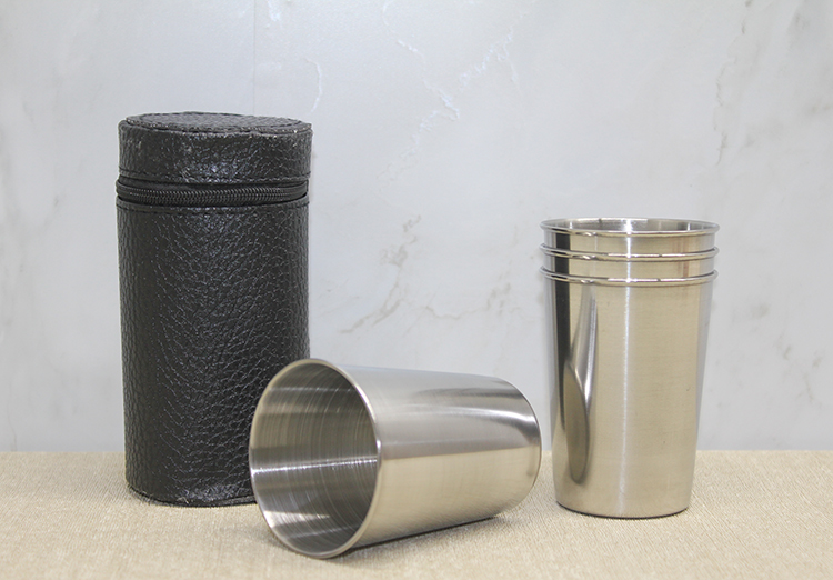 alk3926 Deri Kılıflı 4'lü Shot Bardak - Görsel 1