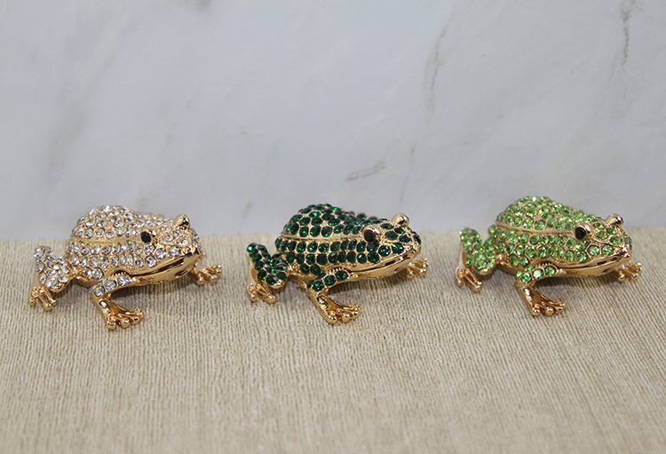 alk4156 Swarovski Taşlı Minik Figür - Kurbağa Model 2 - Görsel 1