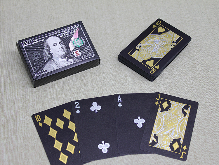 alk4337 Gümüş Dolar Tasarımlı Siyah İskambil Oyun Kartı - Görsel 1