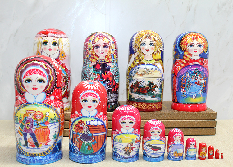 alk4389 10'lu Ahşap Matruşka Seti - Görsel 1