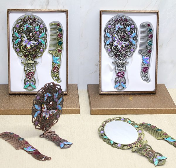 Kelebek Katlanabilir Ayna Ve Tarak Seti Büyük Boy