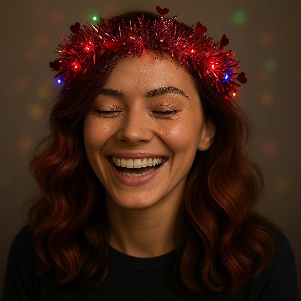 kalp-puskullu-gece-pariltisi-3-modlu-led-39-li-isikli-tac-kirmi-resim-5105 Kalp Püsküllü 3 Modlu LED Işıklı Taç Kırmızı Renk - Görsel 1