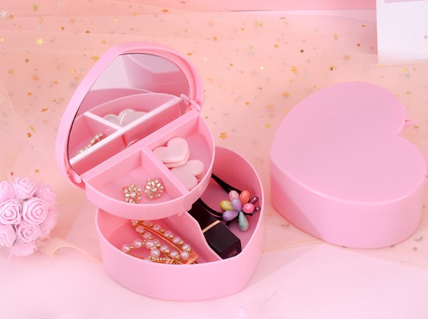 kalpkutu4 Kalp Tasarımlı Aynalı Takı Saklama Kutusu - Görsel 1